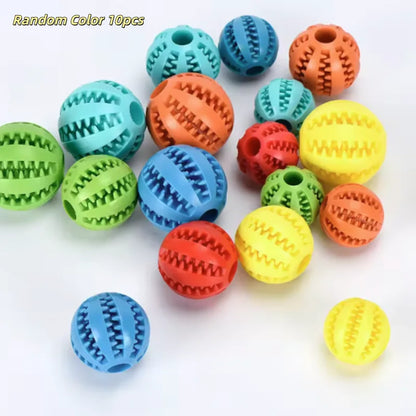 Interactive Dog Toy Ball - Rubber Chew Ball for Puppies Pet Tooth Cleaning Feeder Silicone Treat Ball for Cats And Dogs