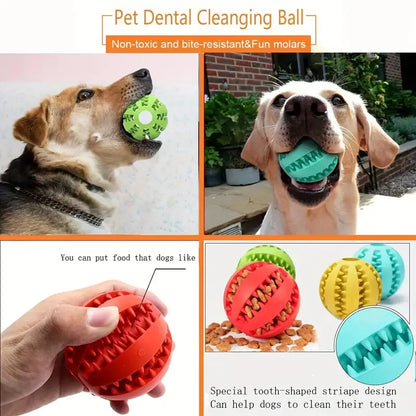 Interactive Dog Toy Ball - Rubber Chew Ball for Puppies Pet Tooth Cleaning Feeder Silicone Treat Ball for Cats And Dogs
