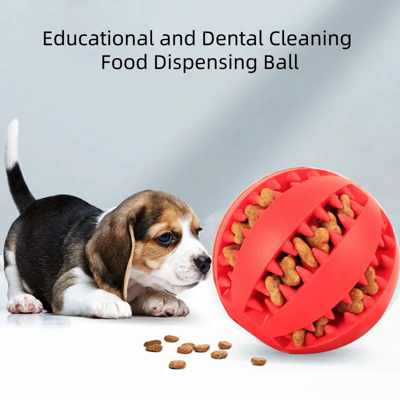 Interactive Dog Toy Ball - Rubber Chew Ball for Puppies Pet Tooth Cleaning Feeder Silicone Treat Ball for Cats And Dogs