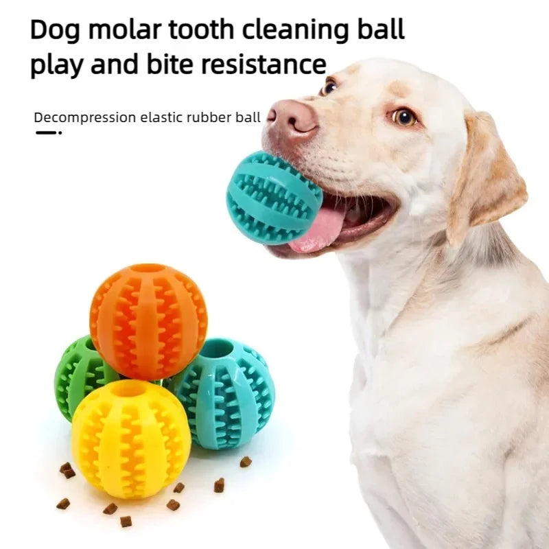 Interactive Dog Toy Ball - Rubber Chew Ball for Puppies Pet Tooth Cleaning Feeder Silicone Treat Ball for Cats And Dogs