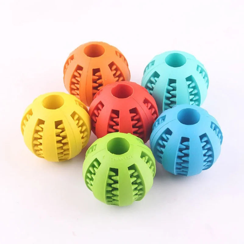 Interactive Dog Toy Ball - Rubber Chew Ball for Puppies Pet Tooth Cleaning Feeder Silicone Treat Ball for Cats And Dogs