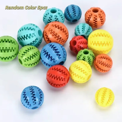 Interactive Dog Toy Ball - Rubber Chew Ball for Puppies Pet Tooth Cleaning Feeder Silicone Treat Ball for Cats And Dogs