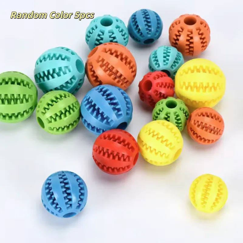 Interactive Dog Toy Ball - Rubber Chew Ball for Puppies Pet Tooth Cleaning Feeder Silicone Treat Ball for Cats And Dogs
