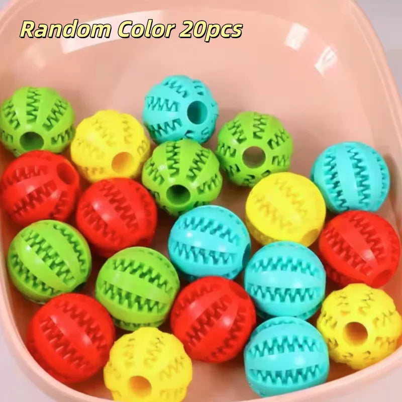 Interactive Dog Toy Ball - Rubber Chew Ball for Puppies Pet Tooth Cleaning Feeder Silicone Treat Ball for Cats And Dogs
