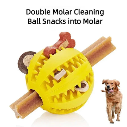 Interactive Dog Toy Ball - Rubber Chew Ball for Puppies Pet Tooth Cleaning Feeder Silicone Treat Ball for Cats And Dogs